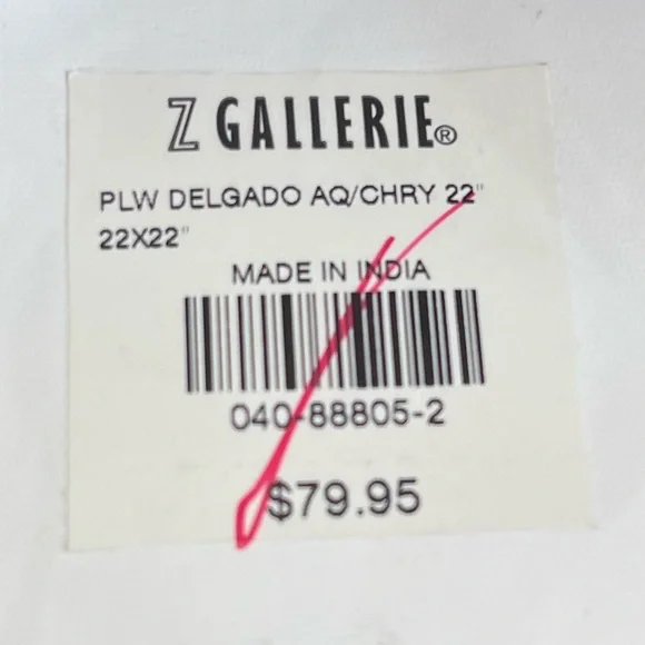 Z Gallerie pair of Decorative Pillows with Red stitching - New